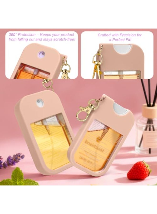 AIERSA Hand Sanitizer Spray Case Compatible with Touchland Silicone Hand Sanitizer Case Holder with Keychain for Touch Land Mist Case 1FL OZ Blush Beige - Image 3