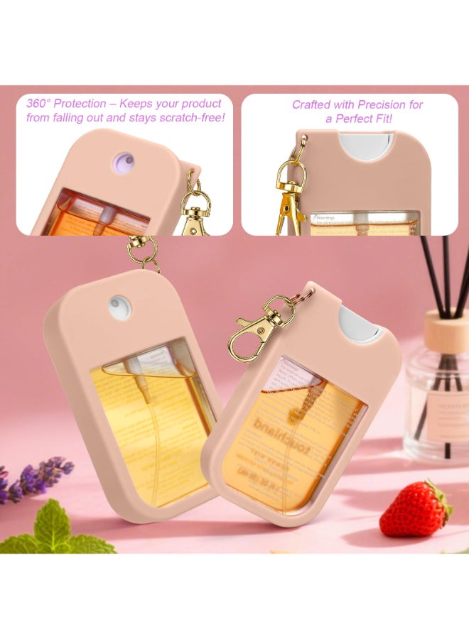 AIERSA Hand Sanitizer Spray Case Compatible with Touchland Silicone Hand Sanitizer Case Holder with Keychain for Touch Land Mist Case 1FL OZ Blush Beige - Image 4