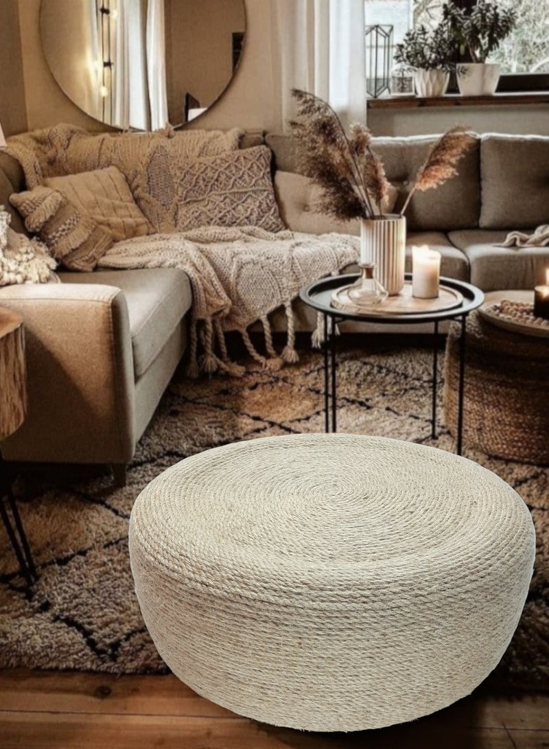 طاولة قهوة دائرية مصنوعة يدوياً من حبال الخيش (60×60×20)  - Image 3