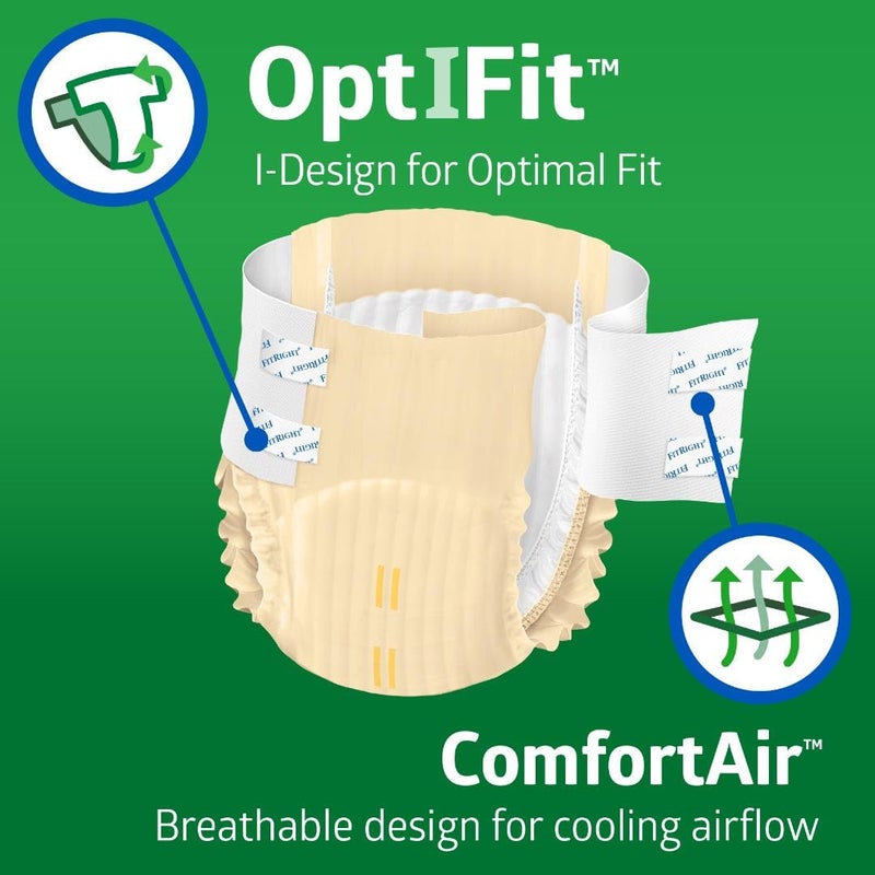 FitRight Adult Diapers, Ultra Heavy Absorbency, XL (Waist Size 56in-64in), 80 Count, OptiFit Incontinence Briefs for Men and Women, Disposable, Moisture-Wicking, Leak Protection, - Image 2