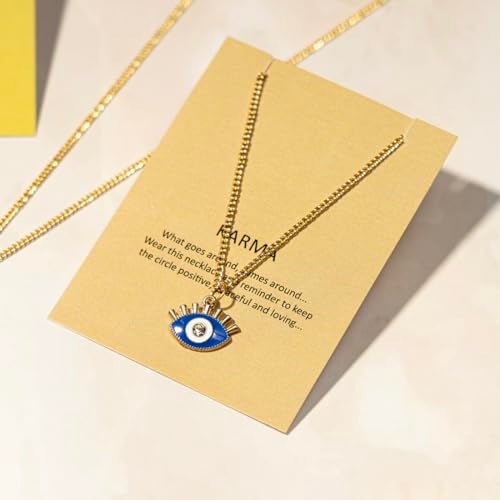 DULI Tempus Studio Fashion 5 Pcs Combo Latest Stylish Love Spinner, Lock & Heart, Crescent Moon, Leaf and Evil Eye Charm Necklace Jewellery Set for Women Pendant Necklace Gifts for Girls - Image 4