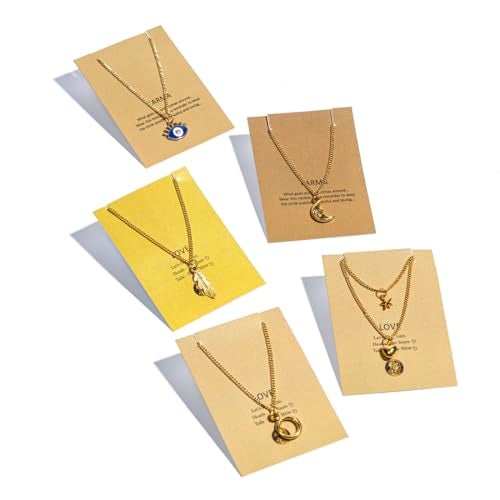 DULI Tempus Studio Fashion 5 Pcs Combo Latest Stylish Love Spinner, Lock & Heart, Crescent Moon, Leaf and Evil Eye Charm Necklace Jewellery Set for Women Pendant Necklace Gifts for Girls - Image 1