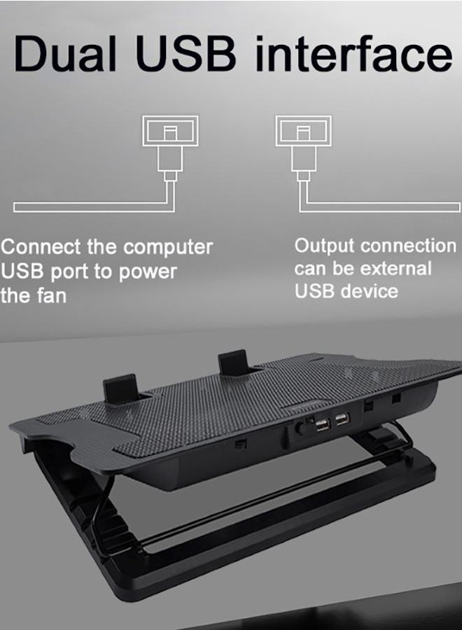 Datazone Laptop Colling Pad with Dual USB, Silent Fan, 4 angles adjustable Compatible with major laptop sizes form Normal to gaming DZ-CP100 Black - Image 4