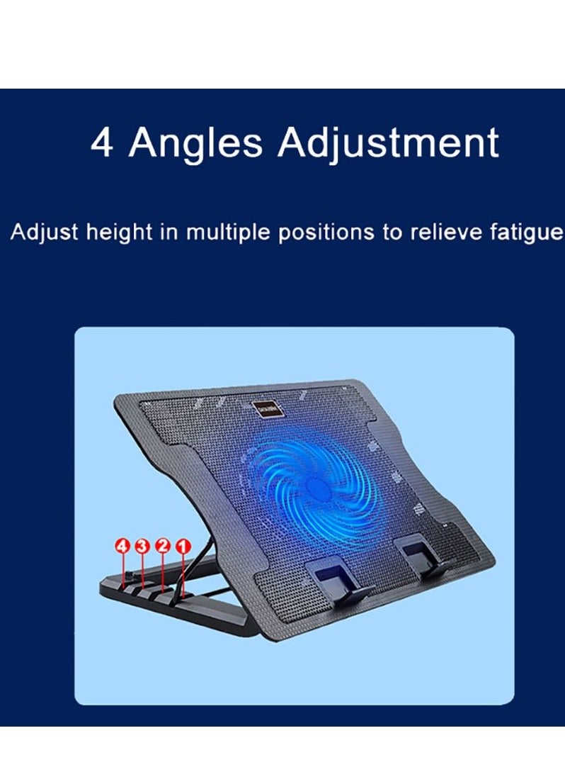 Datazone Laptop Colling Pad with Dual USB, Silent Fan, 4 angles adjustable Compatible with major laptop sizes form Normal to gaming DZ-CP100 Black - Image 5