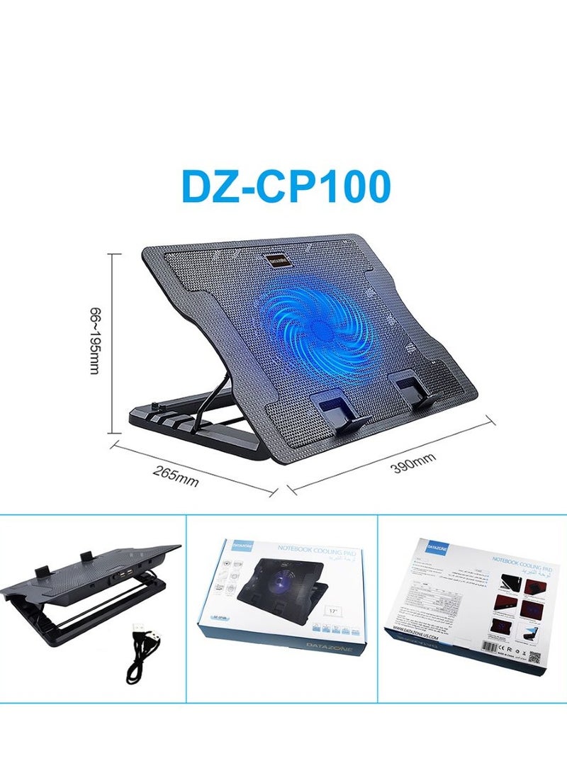 Datazone Laptop Colling Pad with Dual USB, Silent Fan, 4 angles adjustable Compatible with major laptop sizes form Normal to gaming DZ-CP100 Black - Image 3