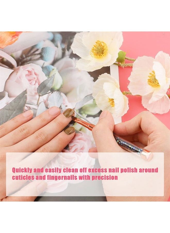 SAVITA - 2pcs Nail Art Clean Up Brushes, Painting Brushes for Nails with Round & Angled Head Colorful Bling Nail Pen Painting Tools for Nail Art Design & Polish Mistake Cleaning - Image 1