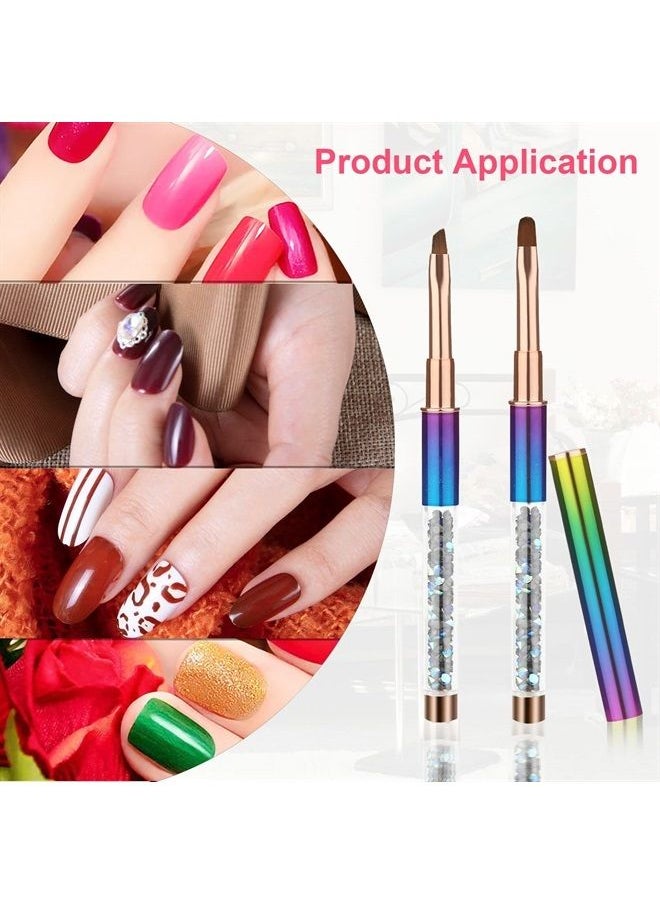 SAVITA - 2pcs Nail Art Clean Up Brushes, Painting Brushes for Nails with Round & Angled Head Colorful Bling Nail Pen Painting Tools for Nail Art Design & Polish Mistake Cleaning - Image 1