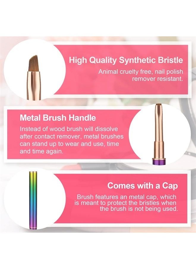 SAVITA - 2pcs Nail Art Clean Up Brushes, Painting Brushes for Nails with Round & Angled Head Colorful Bling Nail Pen Painting Tools for Nail Art Design & Polish Mistake Cleaning - Image 1