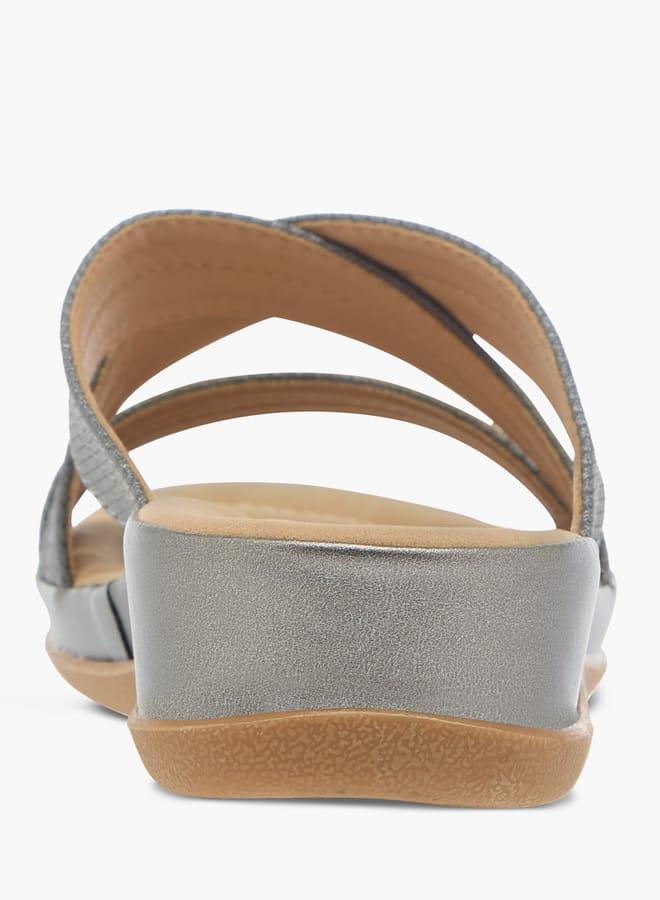 Flora Bella By Shoexpress Womens Textured Slip-On Strappy Sandals - Image 5