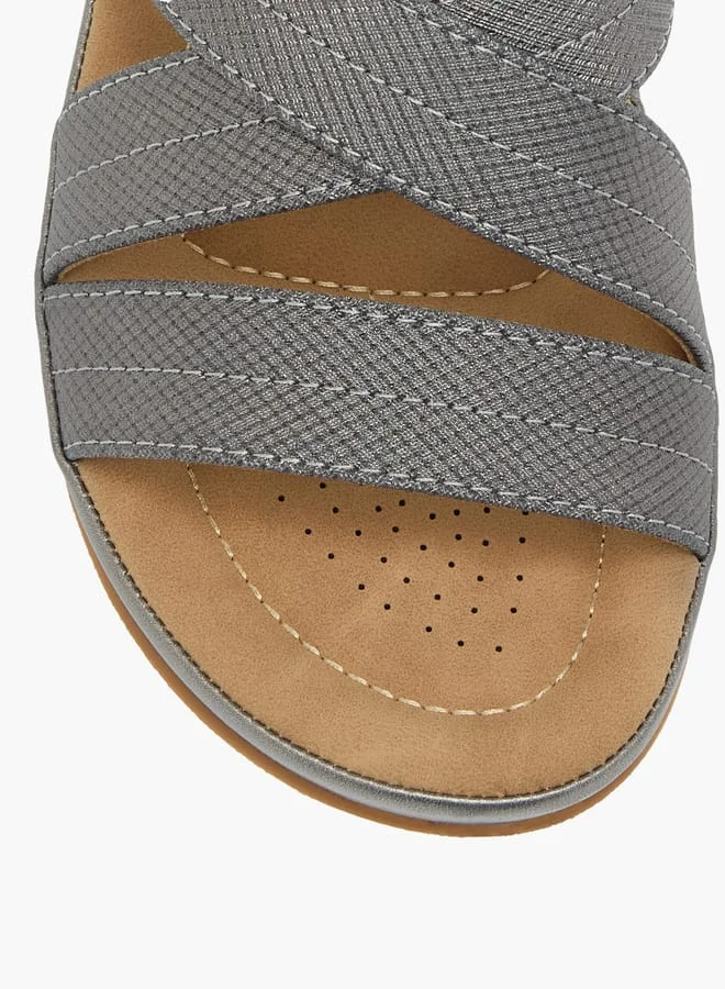 Flora Bella By Shoexpress Womens Textured Slip-On Strappy Sandals
