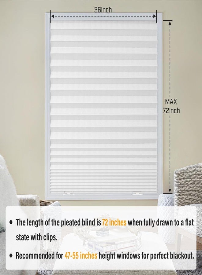 Touri 6 Packs Pleated Blackout Blinds, Temporary Blinds for Indoor Windows, Light Filtering Paper Shade, Easy to Cut and Install, 36" W x 72" L, White, Black Out Window Cover with 12 Clips - Image 4
