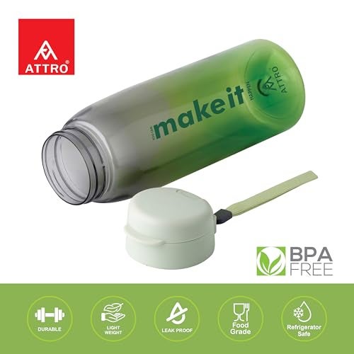 ATTRO Sip Star Plastic Water Bottle – 1000ml, Green, BPA Free, Leak-Proof, Durable Sports & Travel Bottle, Ideal for Gym, Office, School, Outdoor & Daily Use - Image 2