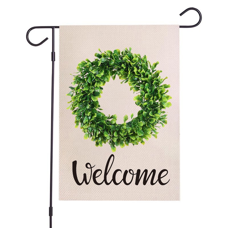 Double Sided Printed Leafy Wreath Linen Garden Flag Double Sided Figure - Image 4