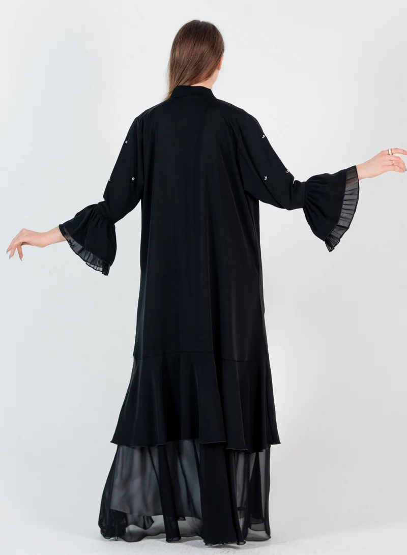 Rosette Abaya Stylish Nada Abaya With Chiffon Design & Embroidery