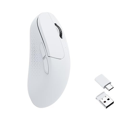 Keychron M3 Mini Wireless Optical Mouse, Bluetooth 5.1/2.4 GHz/Wired Gaming Mouse, Programmable PixArt 3395 Sensor with up to 26,000 DPI/ 650 IPS, Lightweight Ergonomic for Windows Mac Linux - White - Image 1