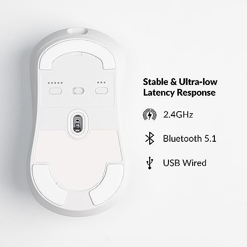 Keychron M3 Mini Wireless Optical Mouse, Bluetooth 5.1/2.4 GHz/Wired Gaming Mouse, Programmable PixArt 3395 Sensor with up to 26,000 DPI/ 650 IPS, Lightweight Ergonomic for Windows Mac Linux - White - Image 3