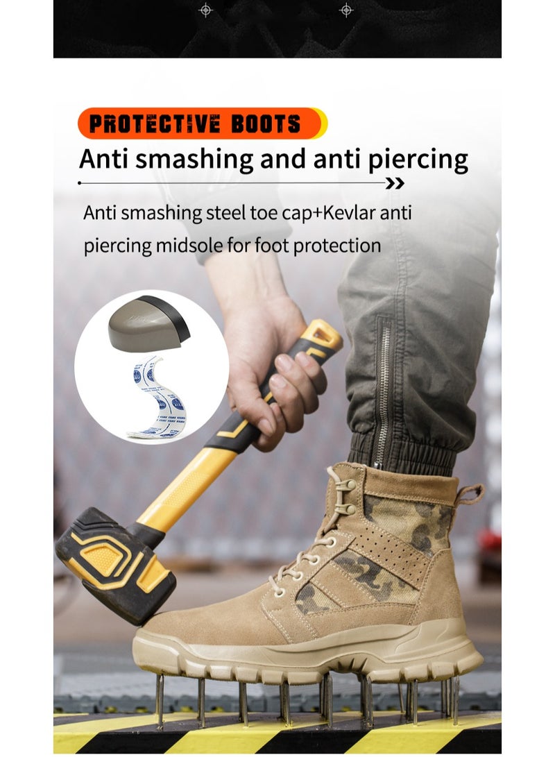 general High-Top Safety Work Shoes for Men - Steel Toe, Puncture & Smash Resistant, Wear-Resistant, Anti-Skid, Air Cushioned Protection Sneakers for Outdoor & Heavy Duty Jobs - Image 4