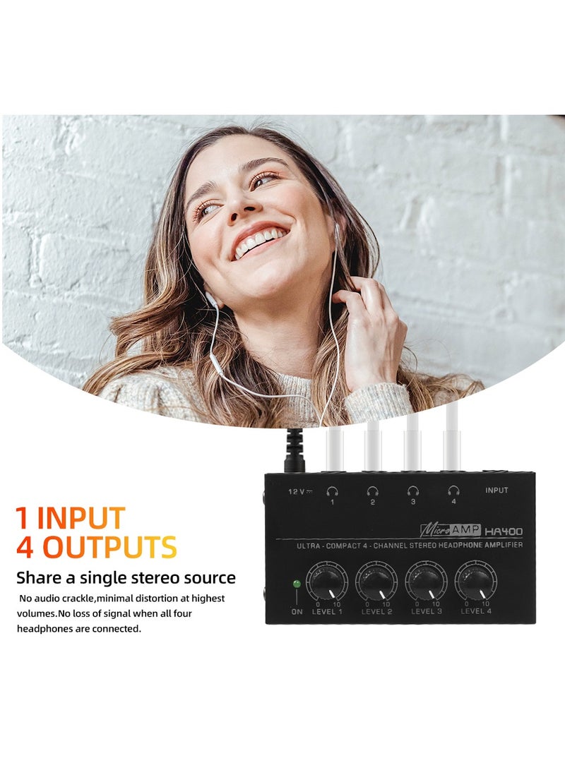 4 Channels Mini or Stereo Headphone Amplifier HA400 Ultra-Compact Audio Amplifier  - Image 5