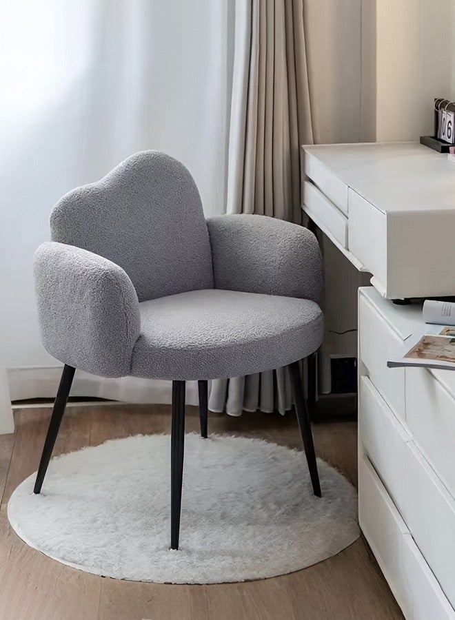 Taimi Boucle Fabric Chair with Arms, Comfortable Backrest and Metal Legs, Makeup Chair for Dressing Table, Chair for Living Room, Bedroom and Office - Gray - Image 1