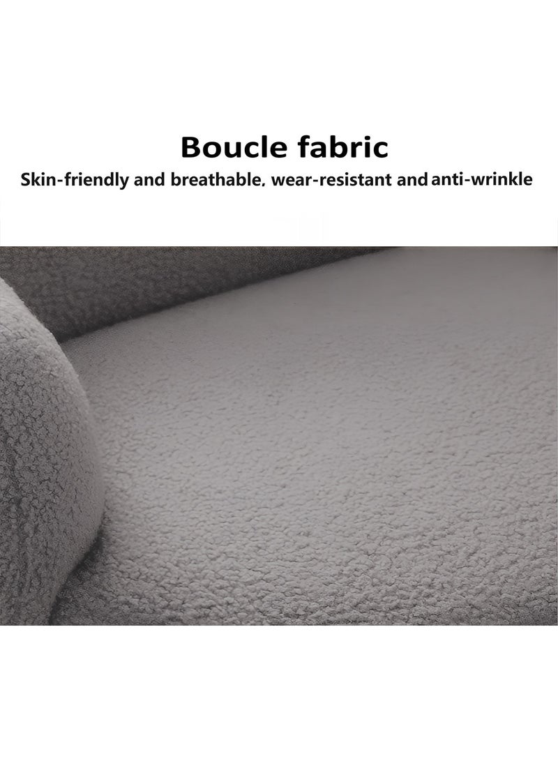 Taimi Boucle Fabric Chair with Arms, Comfortable Backrest and Metal Legs, Makeup Chair for Dressing Table, Chair for Living Room, Bedroom and Office - Gray - Image 4