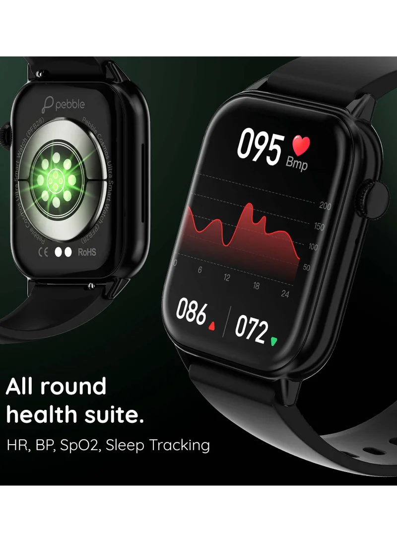 بيبل Pebble Orion Max 1.91" High Resolution Curved Display with Ultra-Thin Dial and Bluetooth Calling - Jet Black (Multi Color)