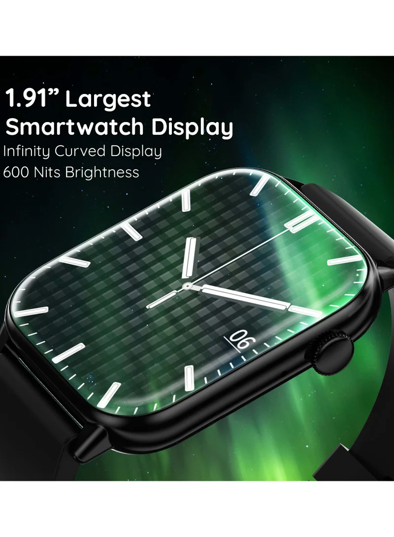 بيبل Pebble Orion Max 1.91" High Resolution Curved Display with Ultra-Thin Dial and Bluetooth Calling - Jet Black (Multi Color)