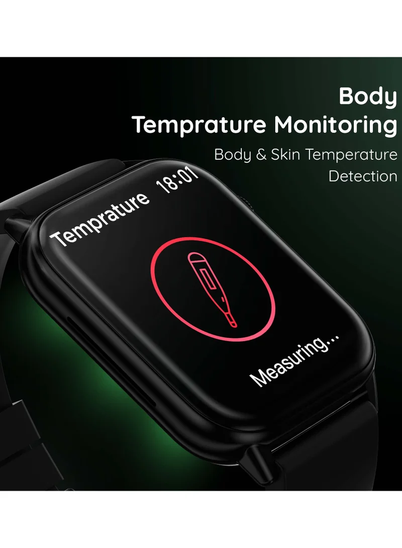 بيبل Pebble Orion Max 1.91" High Resolution Curved Display with Ultra-Thin Dial and Bluetooth Calling - Jet Black (Multi Color)