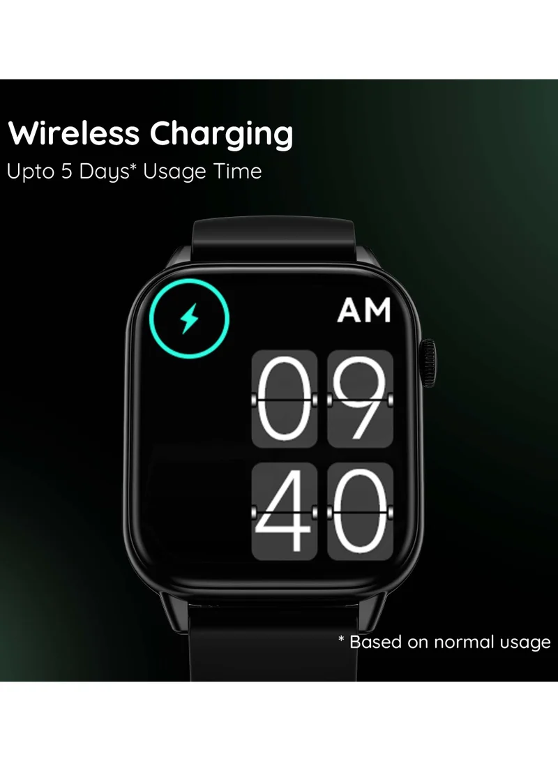 بيبل Pebble Orion Max 1.91" High Resolution Curved Display with Ultra-Thin Dial and Bluetooth Calling - Jet Black (Multi Color)