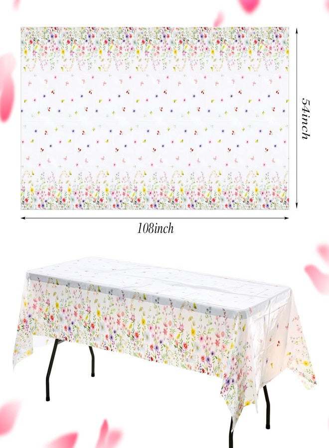SmoothNovelty 3 Pack Spring Botanical Tablecloths, Variety Pack Wildflower Butterfly, Lavender & Sage Green Eucalyptus Plastic Table Covers, 54x108 Disposable Tablecloth for Mother's Day Brunch - Image 2