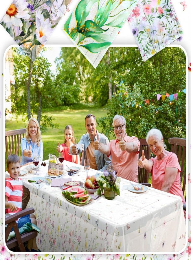 SmoothNovelty 3 Pack Spring Botanical Tablecloths, Variety Pack Wildflower Butterfly, Lavender & Sage Green Eucalyptus Plastic Table Covers, 54x108 Disposable Tablecloth for Mother's Day Brunch - Image 5