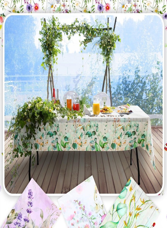 SmoothNovelty 3 Pack Spring Botanical Tablecloths, Variety Pack Wildflower Butterfly, Lavender & Sage Green Eucalyptus Plastic Table Covers, 54x108 Disposable Tablecloth for Mother's Day Brunch - Image 4