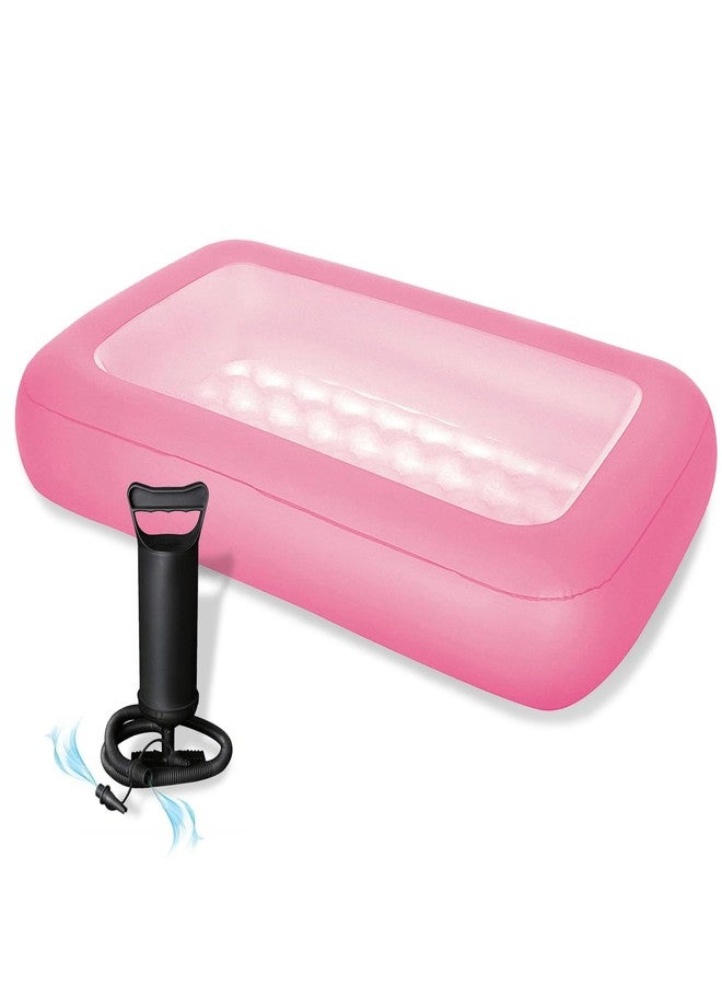 NHR Inflatable Swimming Pool for Kids & Adults, Portable Home Pool Bathtub 102 L Water Capacity, Quick Setup Baby Bath Tub, Mini Water Pool for Indoor Outdoor Garden Balcony (165 x 104 x 25 cm, Pink) - Image 1