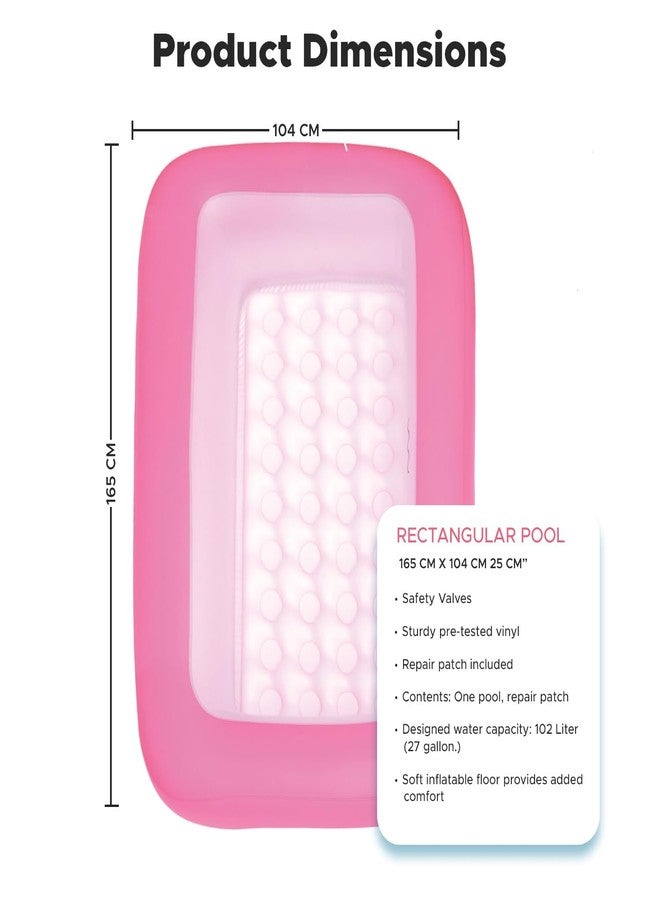 NHR Inflatable Swimming Pool for Kids & Adults, Portable Home Pool Bathtub 102 L Water Capacity, Quick Setup Baby Bath Tub, Mini Water Pool for Indoor Outdoor Garden Balcony (165 x 104 x 25 cm, Pink) - Image 2