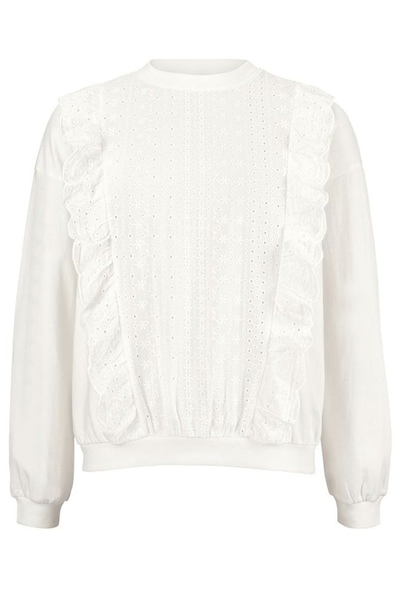 Tchibo سويت شيرت مزخرف بياقة دائرية للنساء، أبيض - Image 2