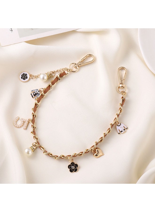 NIBEMINENT Phone Charm/ Chain Strap for Women Girls, Small Fragrant Wind String Pearl Cell Phone Case Lanyard Wrist Strap