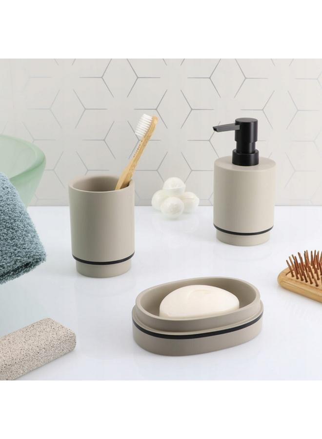 Tendance Elegant Design Round Polyresin Soap Dispenser Beige And Black 290Ml Aa62140169 - Image 3