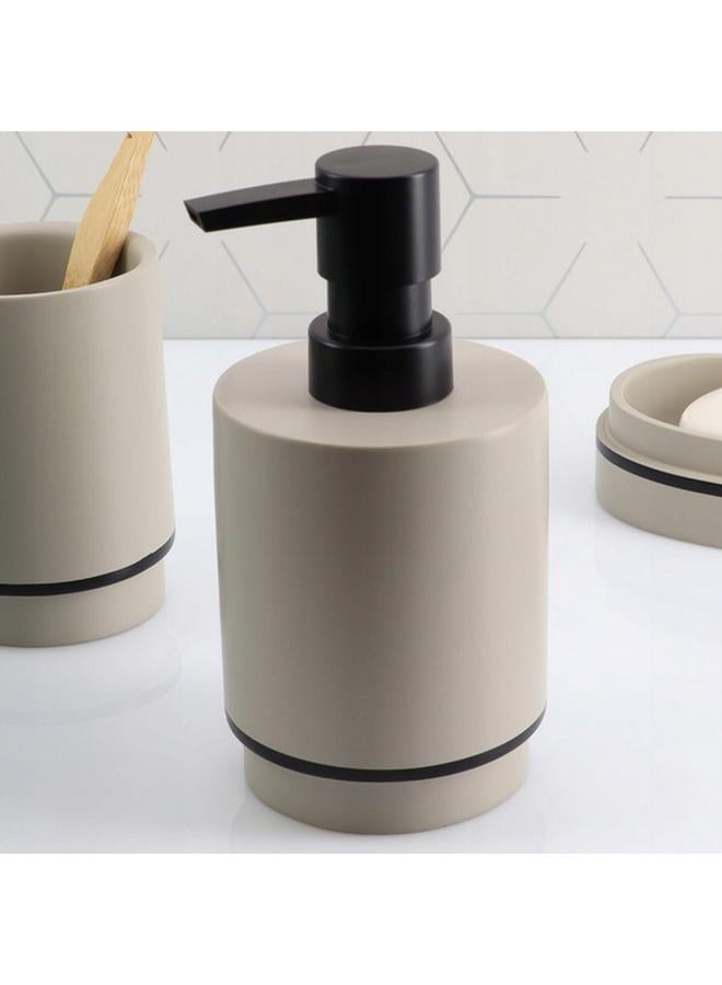 Tendance Elegant Design Round Polyresin Soap Dispenser Beige And Black 290Ml Aa62140169 - Image 2