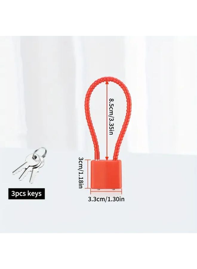 Red Heavy Duty Steel Cable Lock 3.35in Anti Theft Security For Cabinet Drawer Gate - Image 1