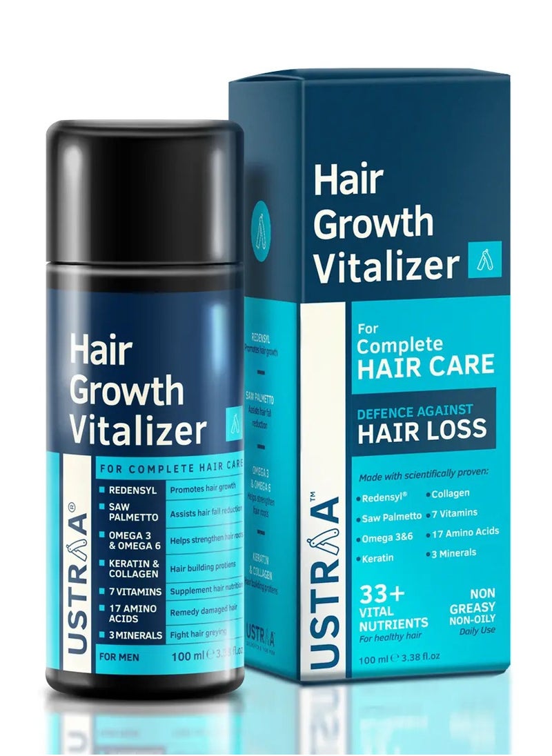Ustraa - USTRAA Hair Growth Vitalizer 100ml – Clinically Tested | Hair Oil With Redensyl, Saw Palmetto, Vitamins, Amino Acids, Keratin, Wheatgerm & Jojoba Oil - Image 1
