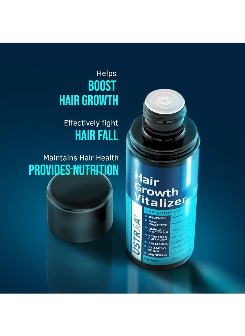 Ustraa - USTRAA Hair Growth Vitalizer 100ml – Clinically Tested | Hair Oil With Redensyl, Saw Palmetto, Vitamins, Amino Acids, Keratin, Wheatgerm & Jojoba Oil - Image 1