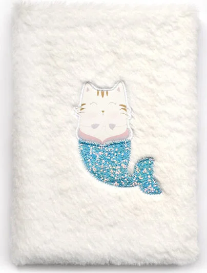 Kagito Mermaid Plush Striped Notebook A5