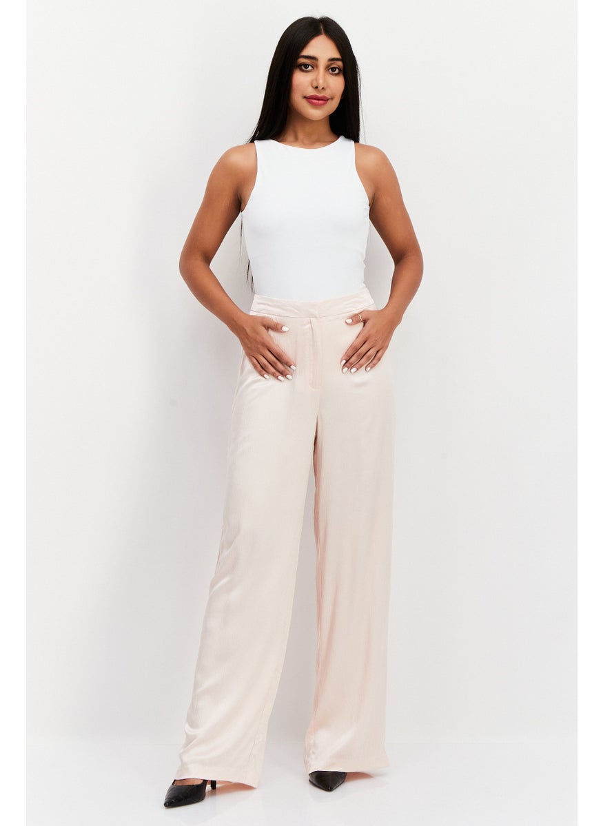 Reserved - Women Textured High Rise Palazzo Pants, Peach - Image 1