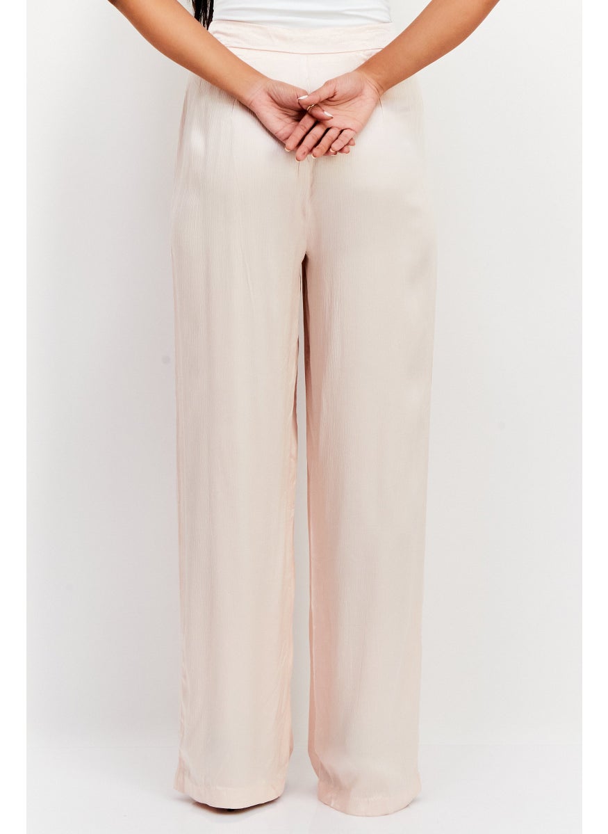 Reserved - Women Textured High Rise Palazzo Pants, Peach - Image 1