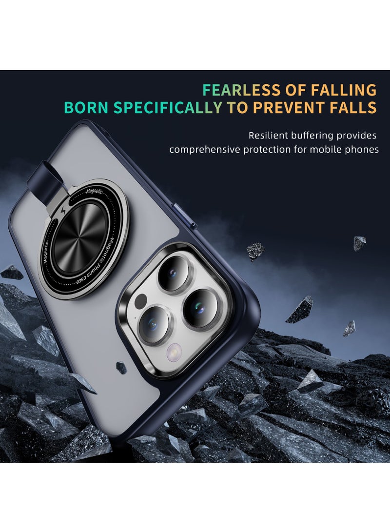 Rock Pow For iPhone 14 Pro Magnetic Ring Case [Compatible with MagSafe Charging] 360° Rotatable Grip Holder Kickstand Slim fit Non-Slip Shockproof Phone Case for iPhone 14 Pro 6.1'' - Image 2
