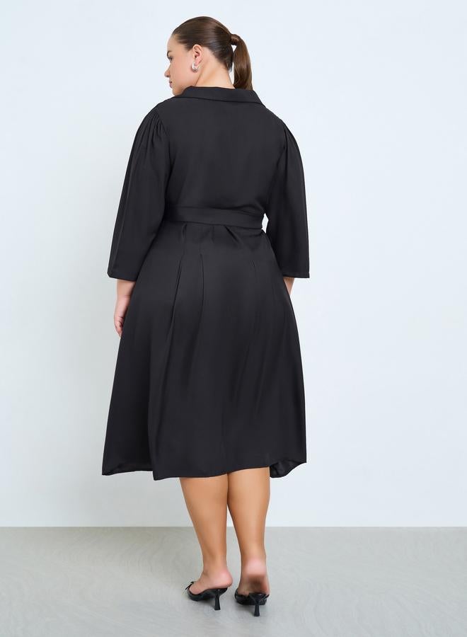 Styli Plus Size Belted A-Line Midi Dress - Image 4