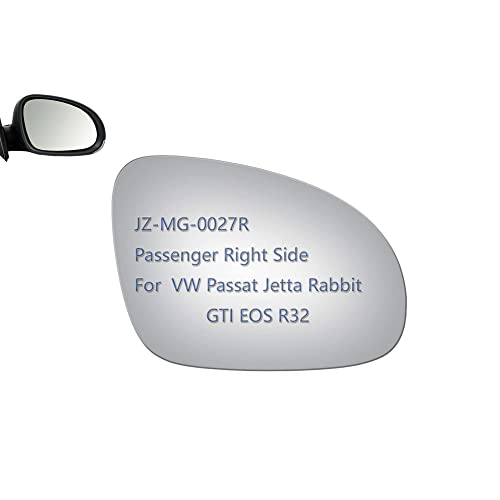 JZSUPER Side Mirror Glass fit for Volkswagen VW Passat Jetta Rabbit GTI Eos R32, Passenger Right Side RH Replacement Rearview Convex Glass, Non Heated Including Adhesive - Image 1