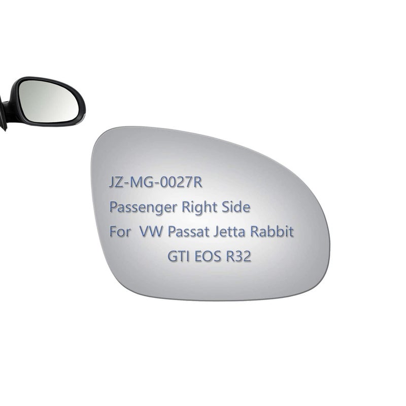JZSUPER Side Mirror Glass fit for Volkswagen VW Passat Jetta Rabbit GTI Eos R32, Passenger Right Side RH Replacement Rearview Convex Glass, Non Heated Including Adhesive - Image 5