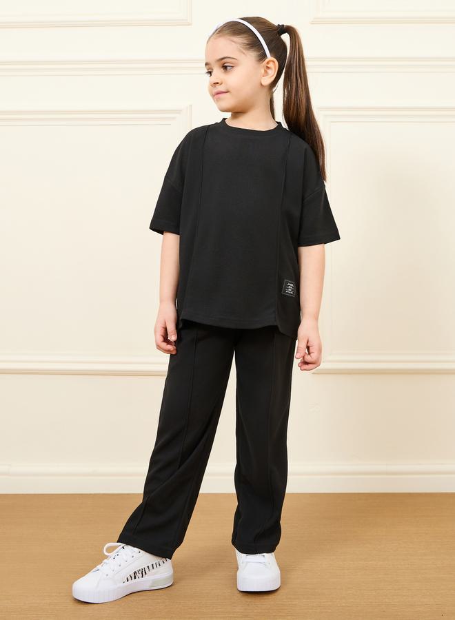 Styli Solid Loose Fit T-shirt & Wide Leg Pant Set - Image 1