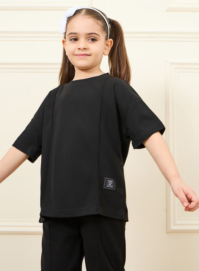 Styli Solid Loose Fit T-shirt & Wide Leg Pant Set - Image 2
