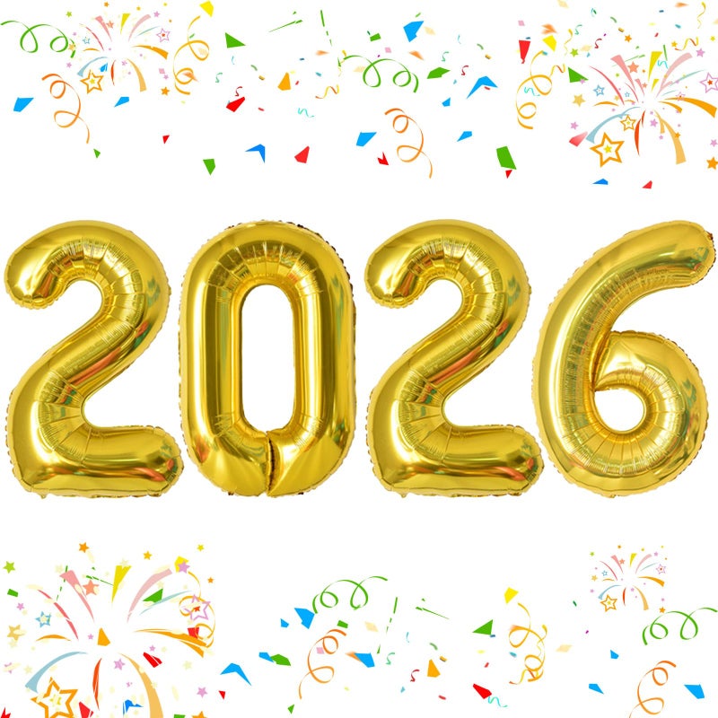 KALOR 42 Inch 2026 Gold Foil Mylar Number Balloons 2026 New Years Decorations for 2026 Happy New Year Eve and Graduations Party Supplies - Image 3